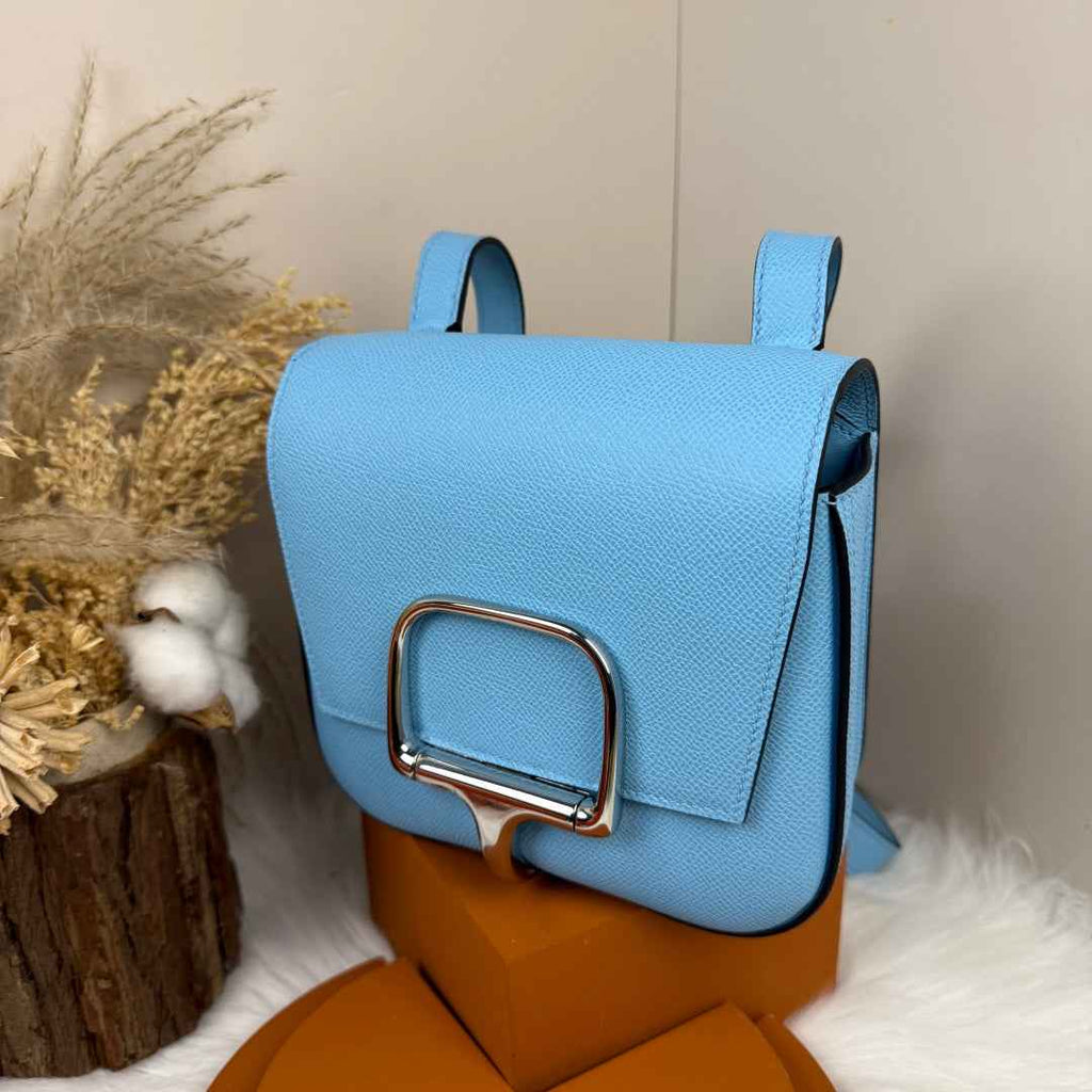 Hermès Della Cavalleria Mini Bag Blue Epsom Calfskin Silver Hardware