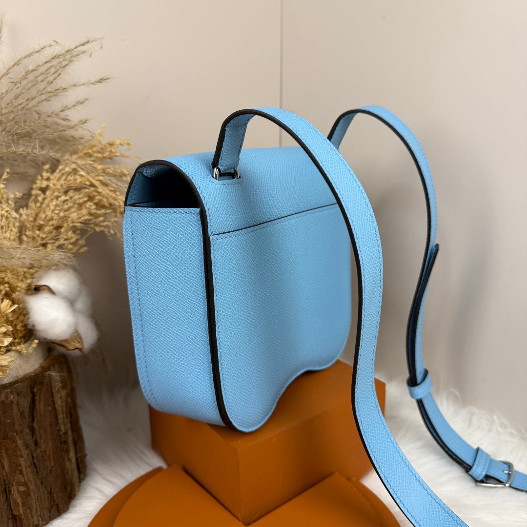 Hermès Della Cavalleria Mini Bag Blue Epsom Calfskin Silver Hardware