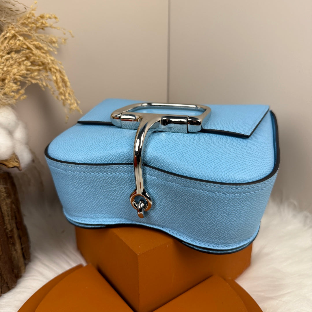 Hermès Della Cavalleria Mini Bag Blue Epsom Calfskin Silver Hardware