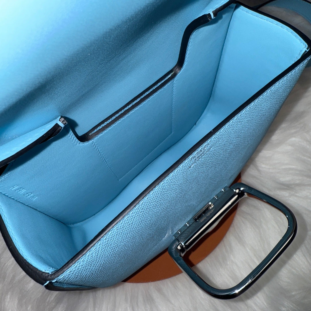 Hermès Della Cavalleria Mini Bag Blue Epsom Calfskin Silver Hardware