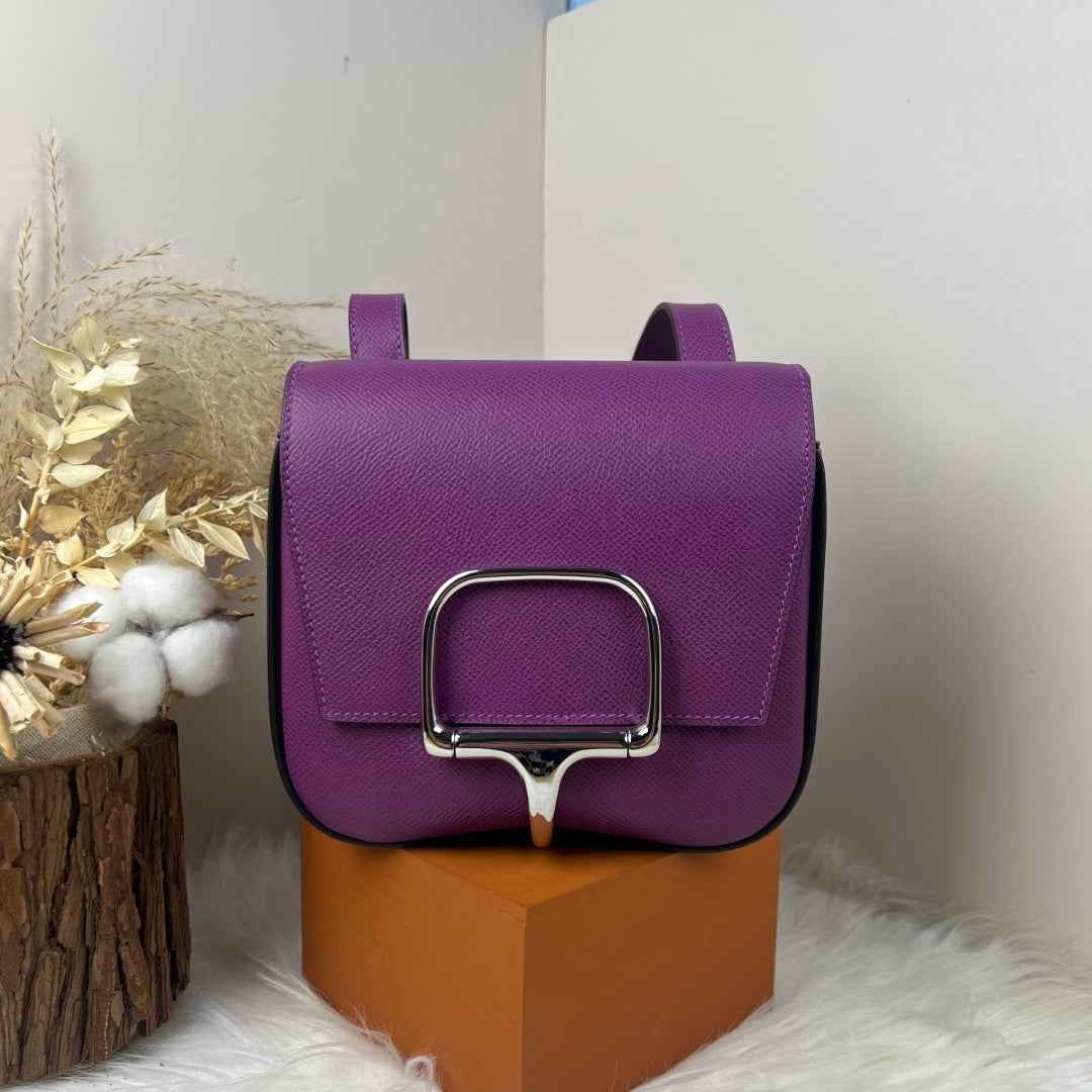 Hermès Della Cavalleria Mini Bag Purple Epsom Calfskin Silver Hardware