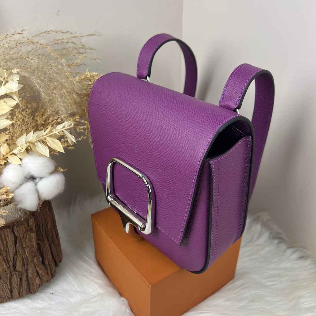 Hermès Della Cavalleria Mini Bag Purple Epsom Calfskin Silver Hardware