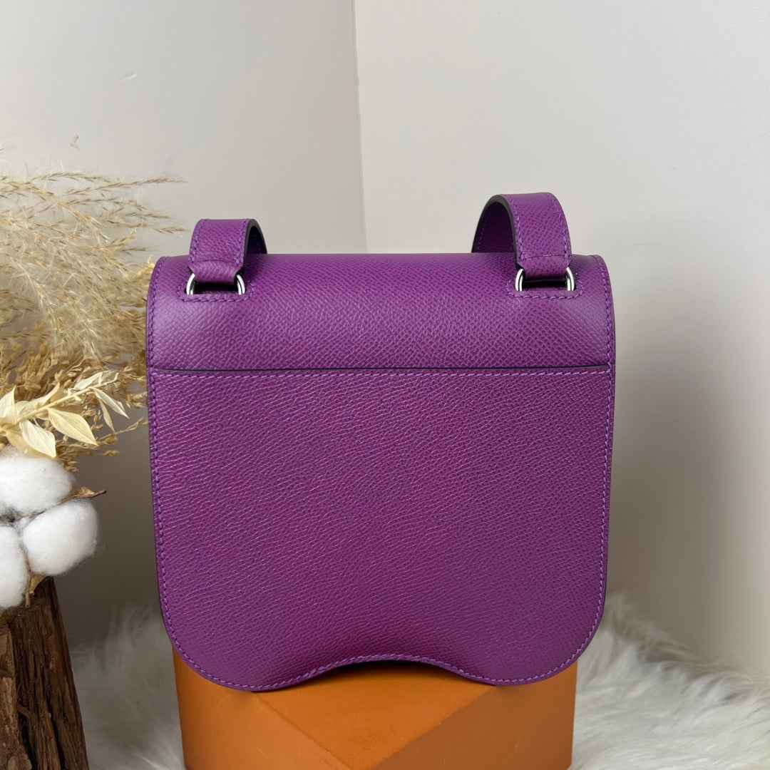 Hermès Della Cavalleria Mini Bag Purple Epsom Calfskin Silver Hardware