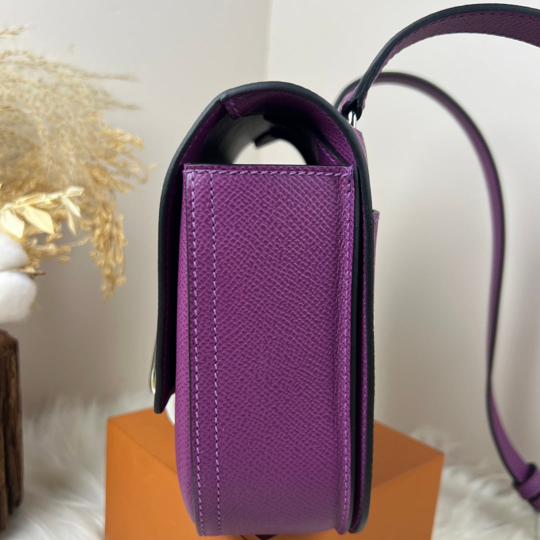 Hermès Della Cavalleria Mini Bag Purple Epsom Calfskin Silver Hardware