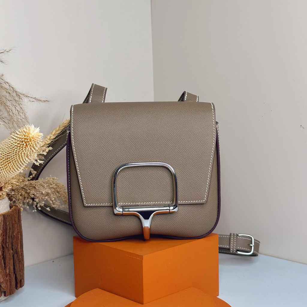 Hermès Della Cavalleria mini bag h085260 gray epsom leather silver