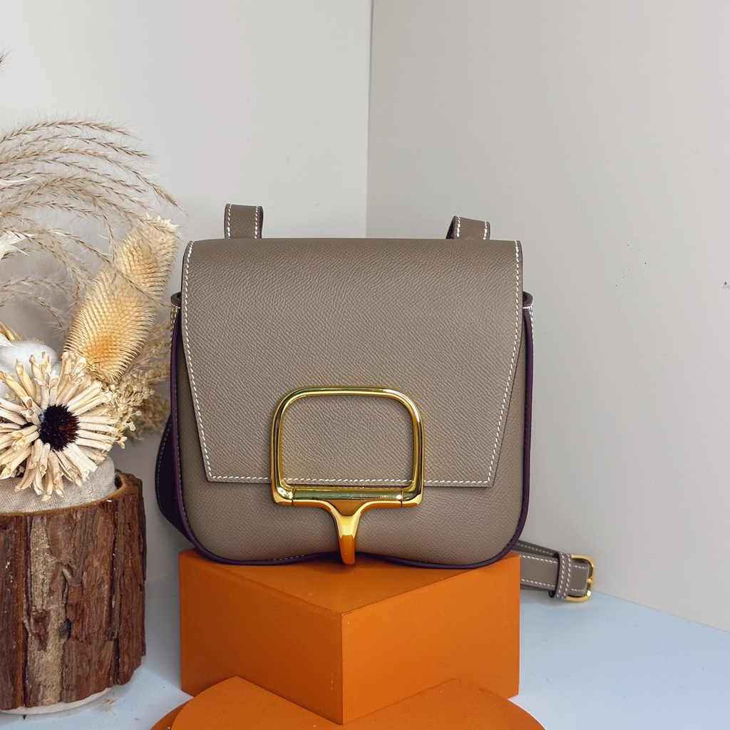 Hermès Della Cavalleria mini bag h085260 gray epsom leather gold