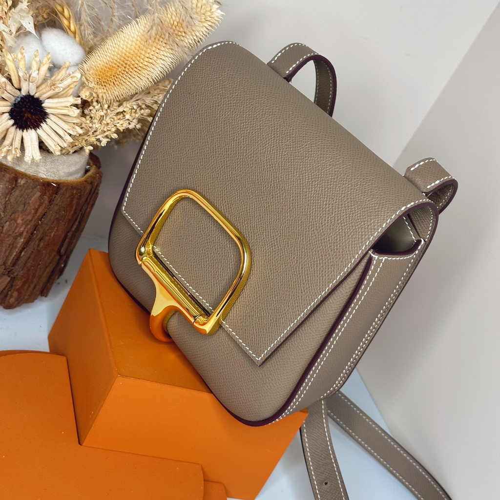 Hermès Della Cavalleria mini bag h085260 gray epsom leather gold