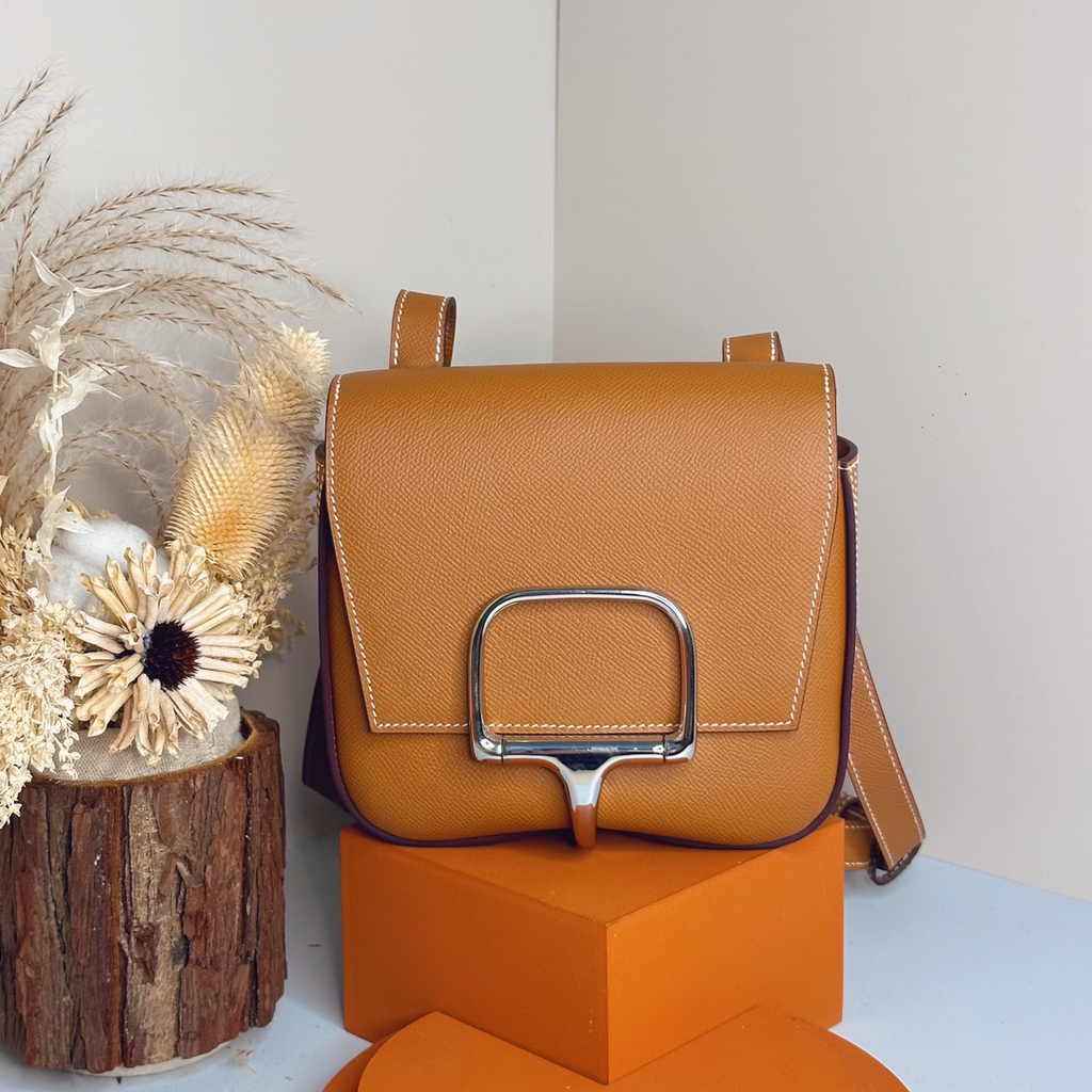 Hermès Della Cavalleria mini bag h085260 camel epsom leather silver