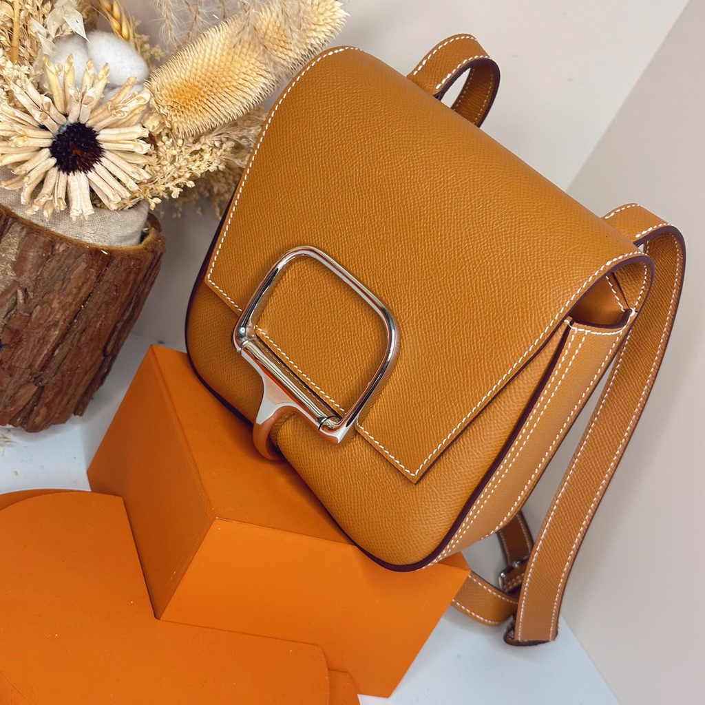 Hermès Della Cavalleria mini bag h085260 camel epsom leather silver