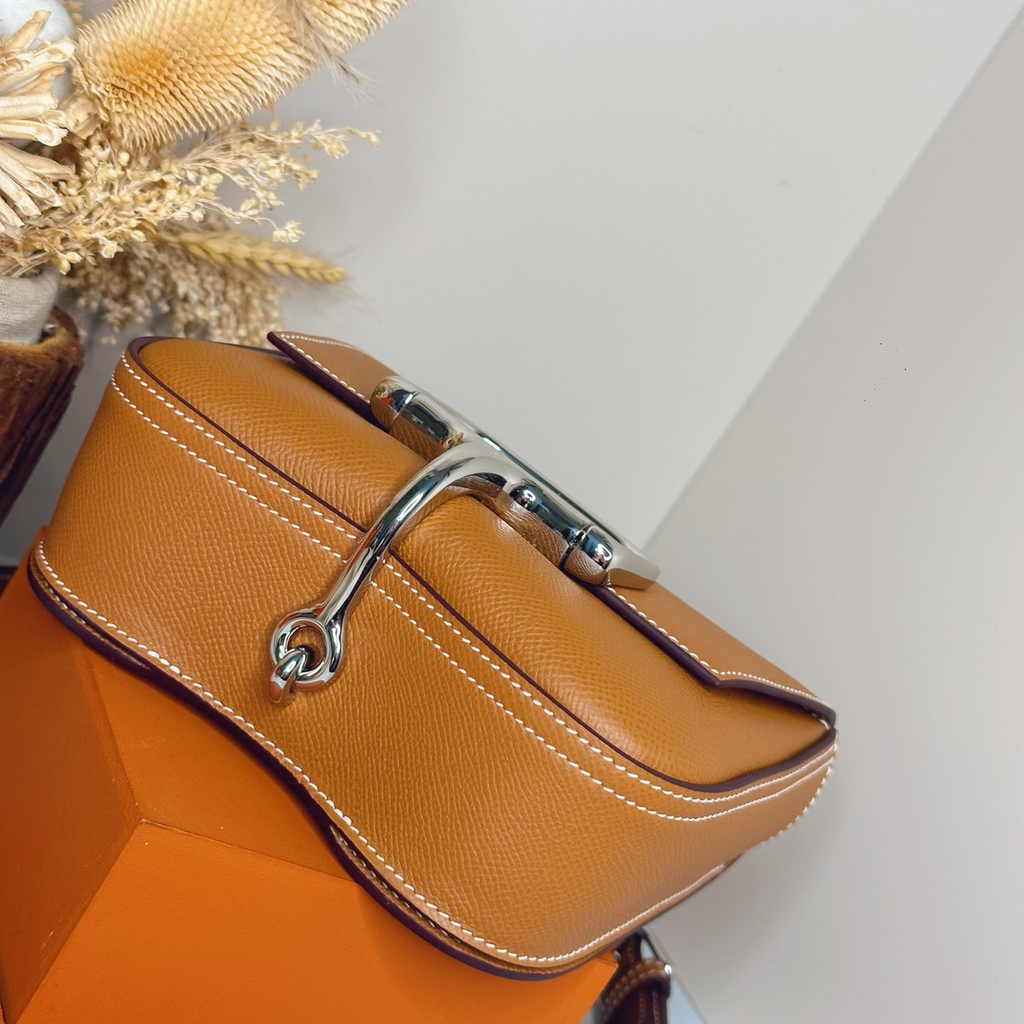Hermès Della Cavalleria mini bag h085260 camel epsom leather silver