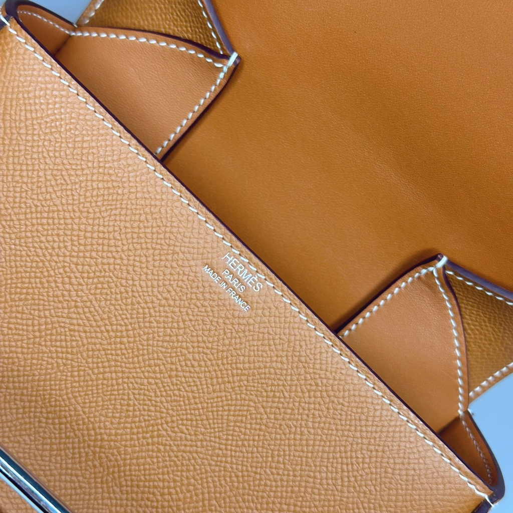 Hermès Della Cavalleria mini bag h085260 camel epsom leather silver
