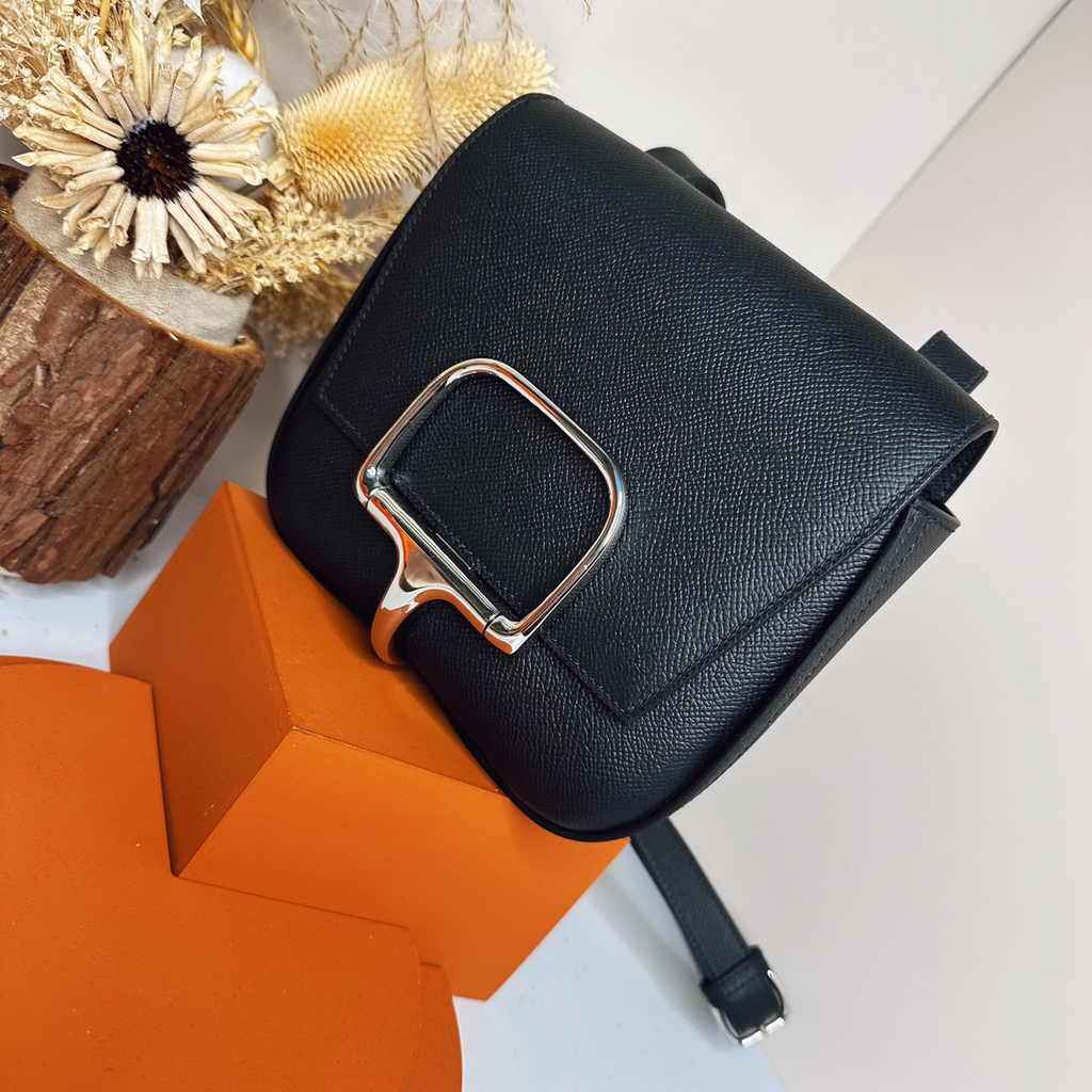 Hermès Della Cavalleria mini bag h085260 black epsom leather silver