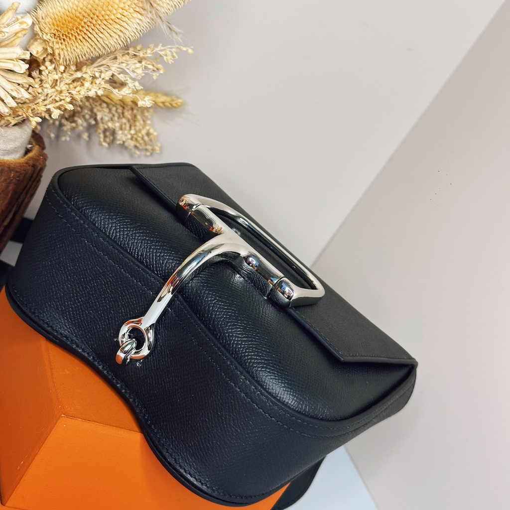 Hermès Della Cavalleria mini bag h085260 black epsom leather silver