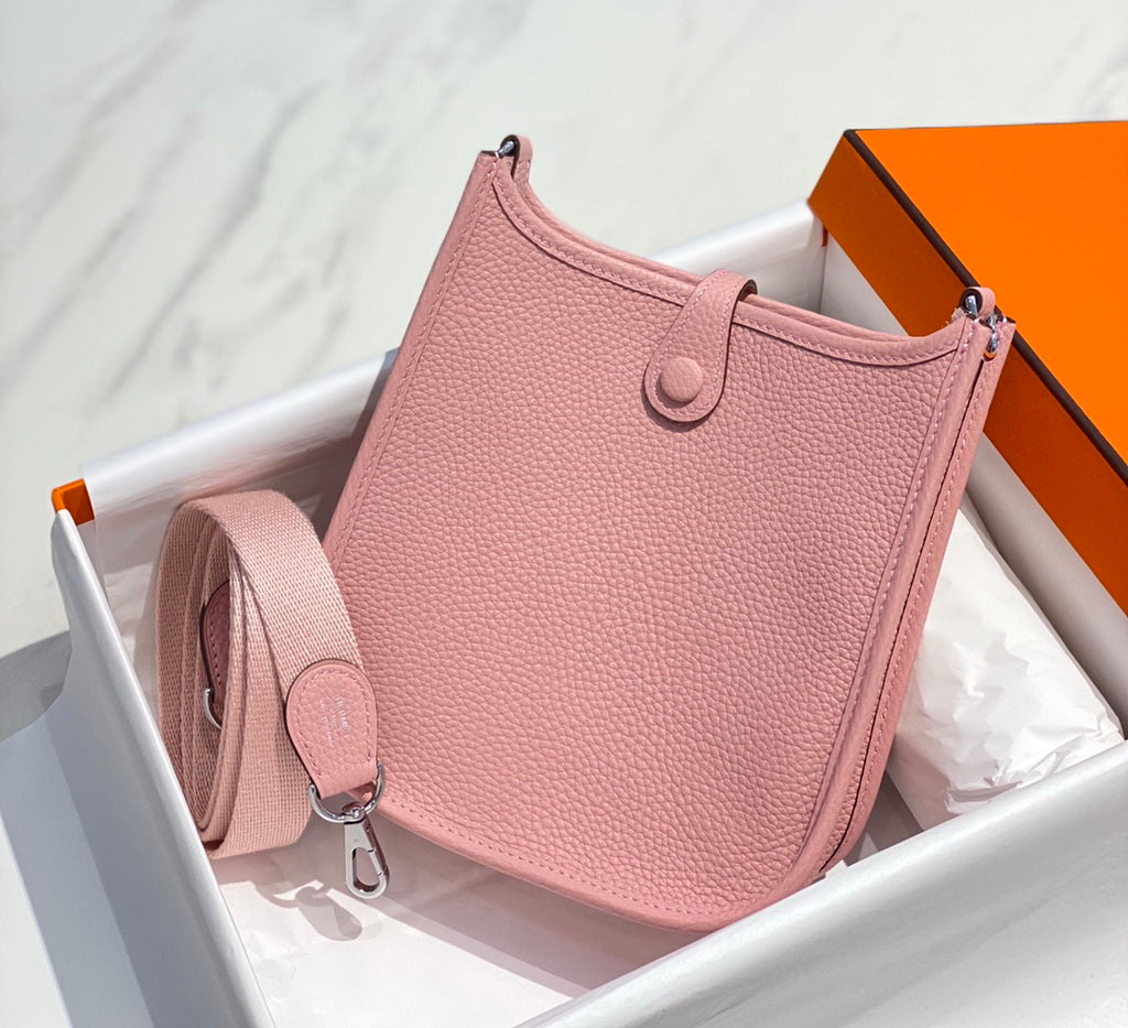 Hermès Evelyne 18 Togo Leather Shoulder Mini Bag Silver Pink