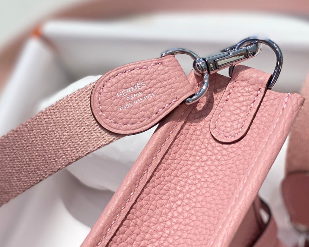 Hermès Evelyne 18 Togo Leather Shoulder Mini Bag Silver Pink