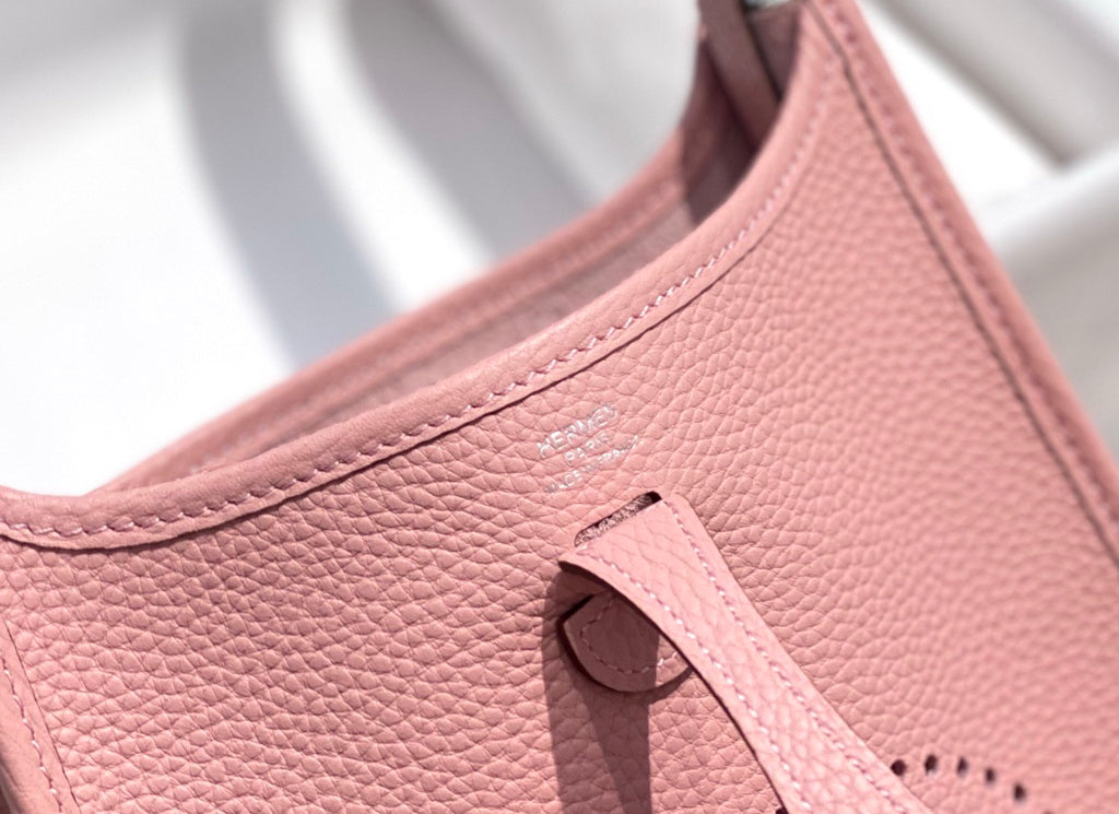 Hermès Evelyne 18 Togo Leather Shoulder Mini Bag Silver Pink