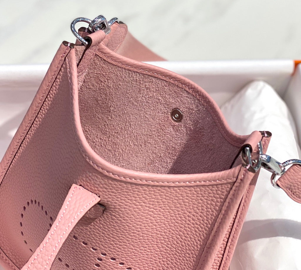 Hermès Evelyne 18 Togo Leather Shoulder Mini Bag Silver Pink