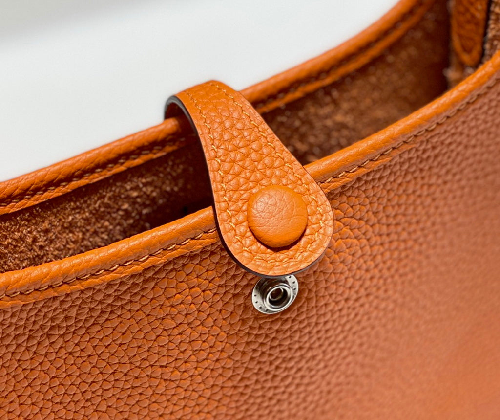 Hermès Evelyne 18 Togo Leather Shoulder Mini Bag Silver Orange