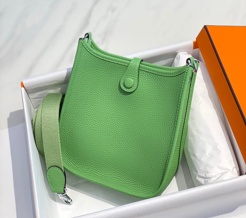 Hermès Evelyne 18 Togo Leather Shoulder Mini Bag Silver Light Green