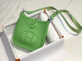 Hermès Evelyne 18 Togo Leather Shoulder Mini Bag Silver Light Green