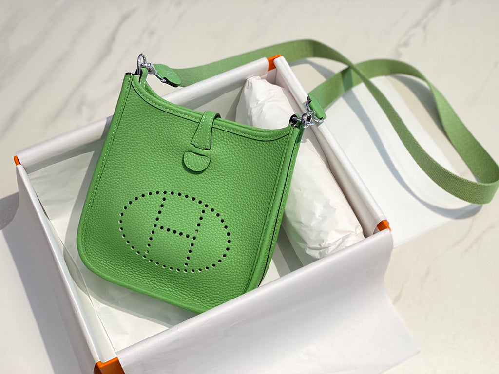 Hermès Evelyne 18 Togo Leather Shoulder Mini Bag Silver Light Green