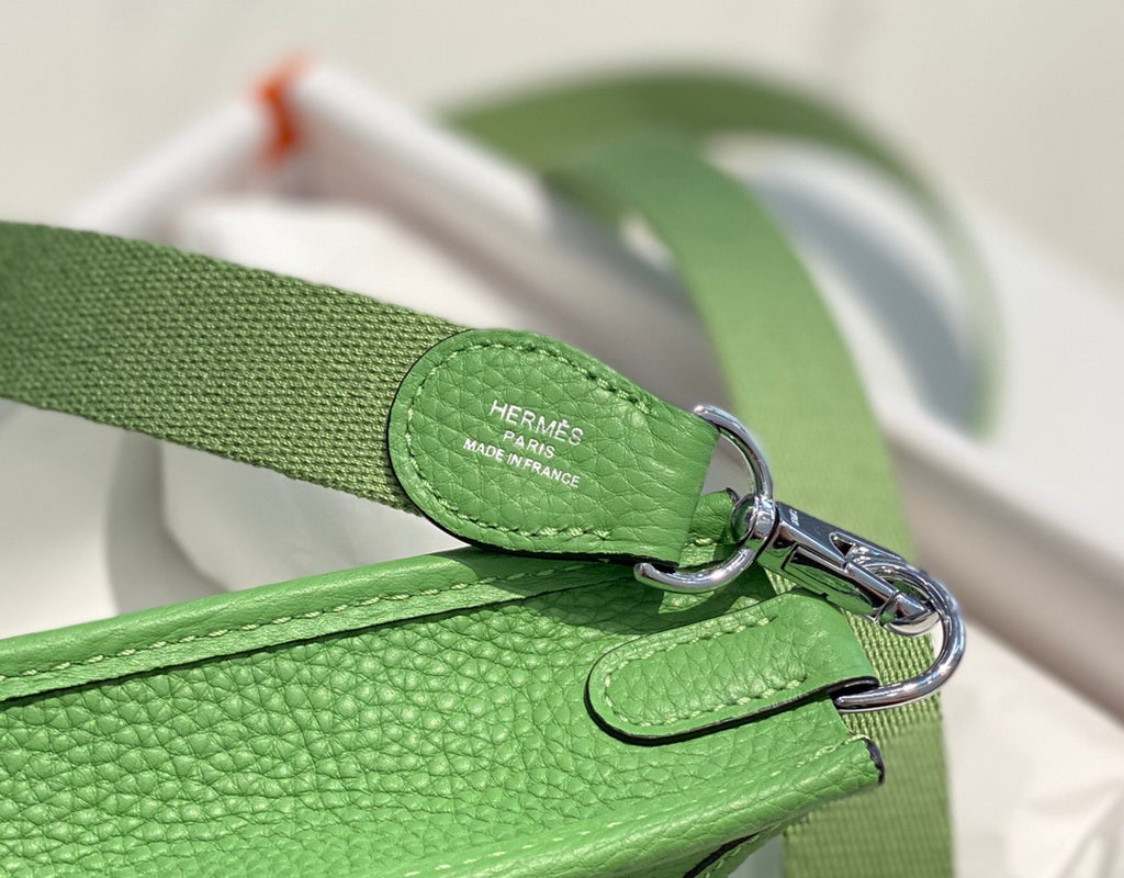 Hermès Evelyne 18 Togo Leather Shoulder Mini Bag Silver Light Green