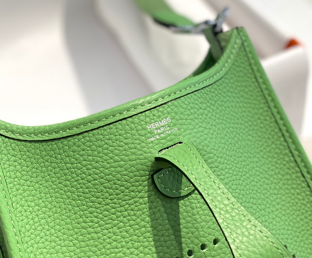 Hermès Evelyne 18 Togo Leather Shoulder Mini Bag Silver Light Green