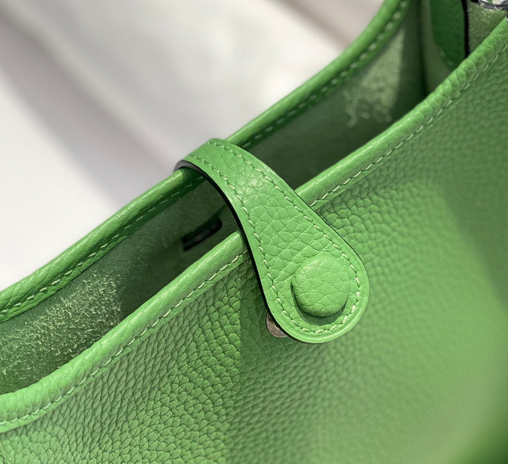 Hermès Evelyne 18 Togo Leather Shoulder Mini Bag Silver Light Green