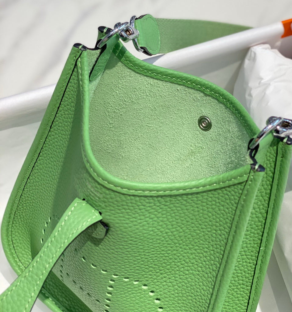 Hermès Evelyne 18 Togo Leather Shoulder Mini Bag Silver Light Green