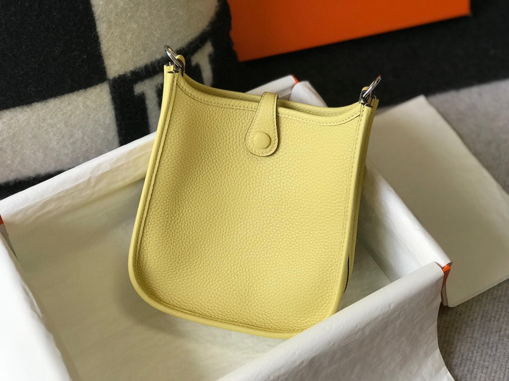 Hermès Evelyne 18 Togo Leather Shoulder Mini Bag Silver Light Yellow