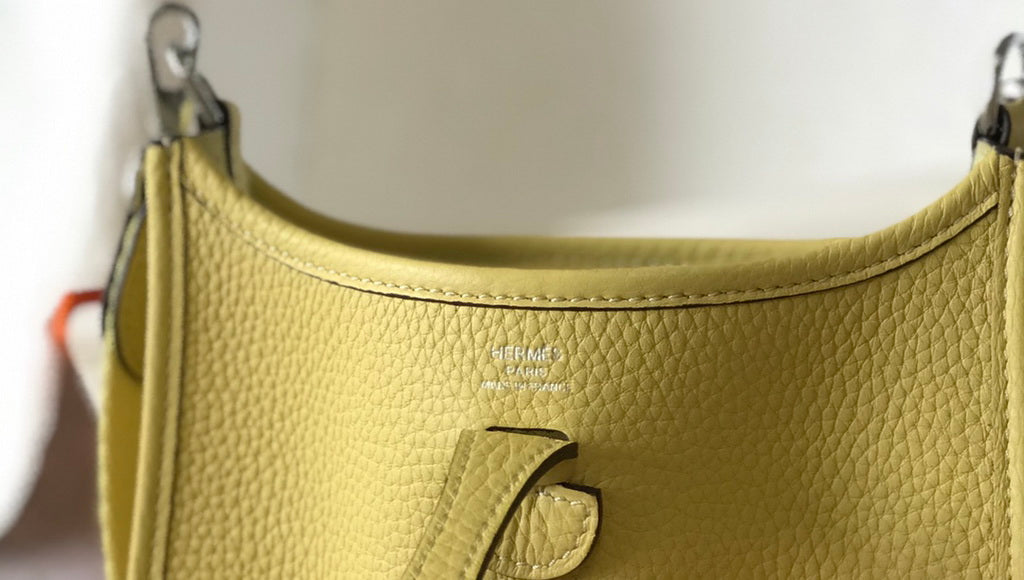 Hermès Evelyne 18 Togo Leather Shoulder Mini Bag Silver Light Yellow