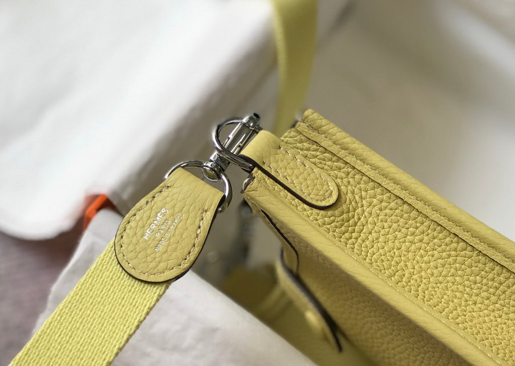 Hermès Evelyne 18 Togo Leather Shoulder Mini Bag Silver Light Yellow