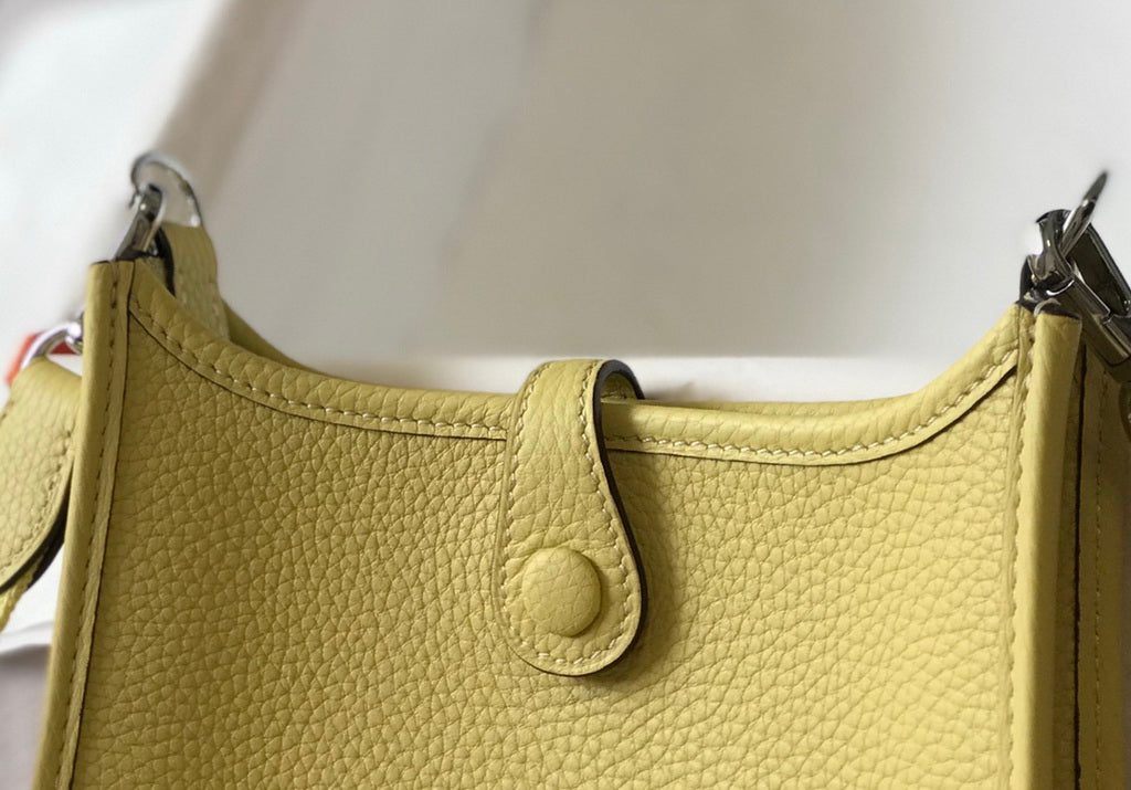 Hermès Evelyne 18 Togo Leather Shoulder Mini Bag Silver Light Yellow
