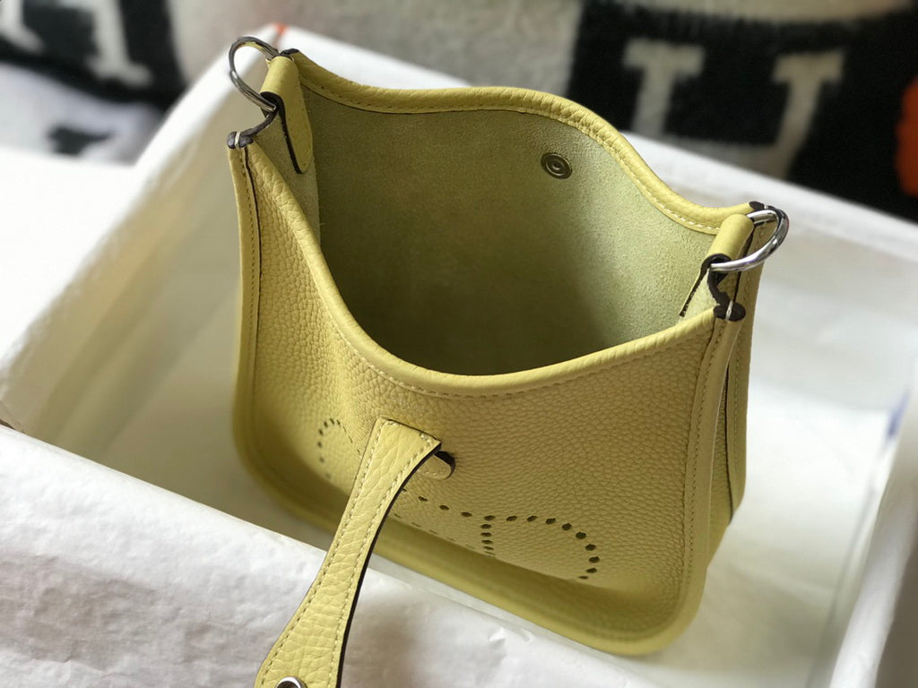 Hermès Evelyne 18 Togo Leather Shoulder Mini Bag Silver Light Yellow
