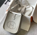 Hermès Evelyne 18 Togo Leather Shoulder Mini Bag Silver Light Gray