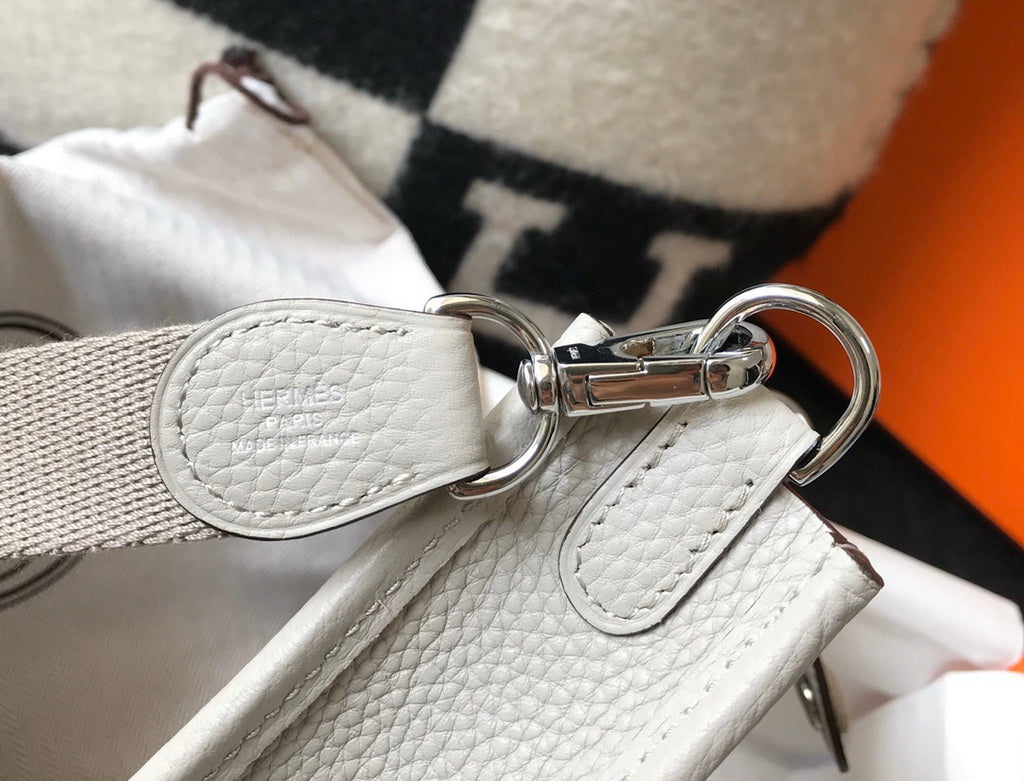 Hermès Evelyne 18 Togo Leather Shoulder Mini Bag Silver Light Gray