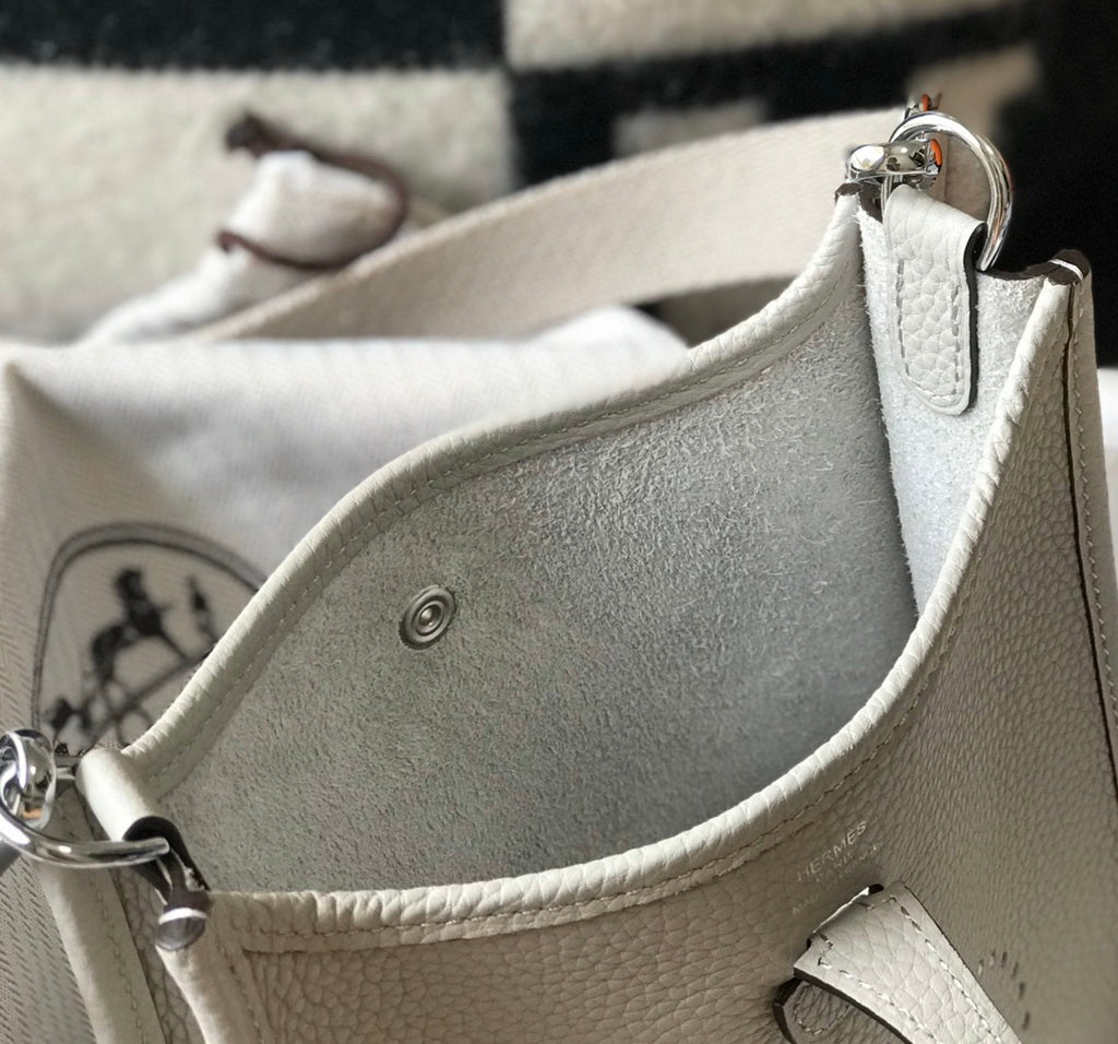 Hermès Evelyne 18 Togo Leather Shoulder Mini Bag Silver Light Gray