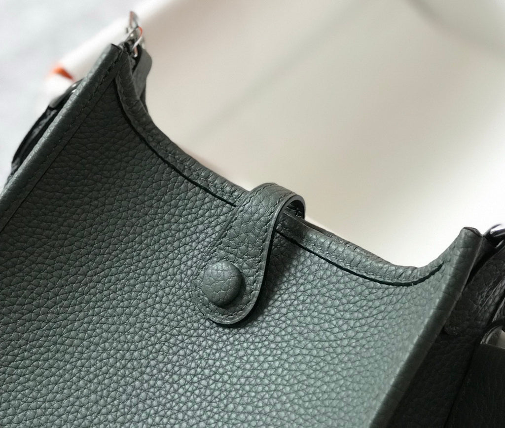 Hermès Evelyne 18 Togo Leather Shoulder Mini Bag Silver Dark Green