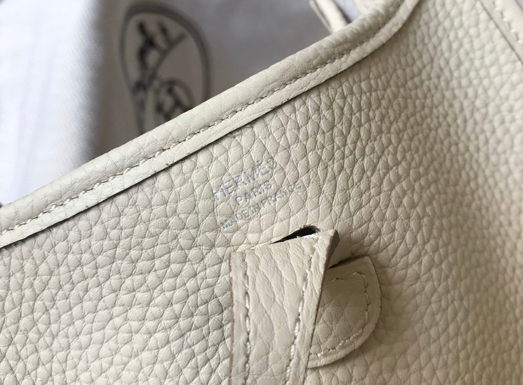 Hermès Evelyne 18 Togo Leather Shoulder Mini Bag Silver Beige