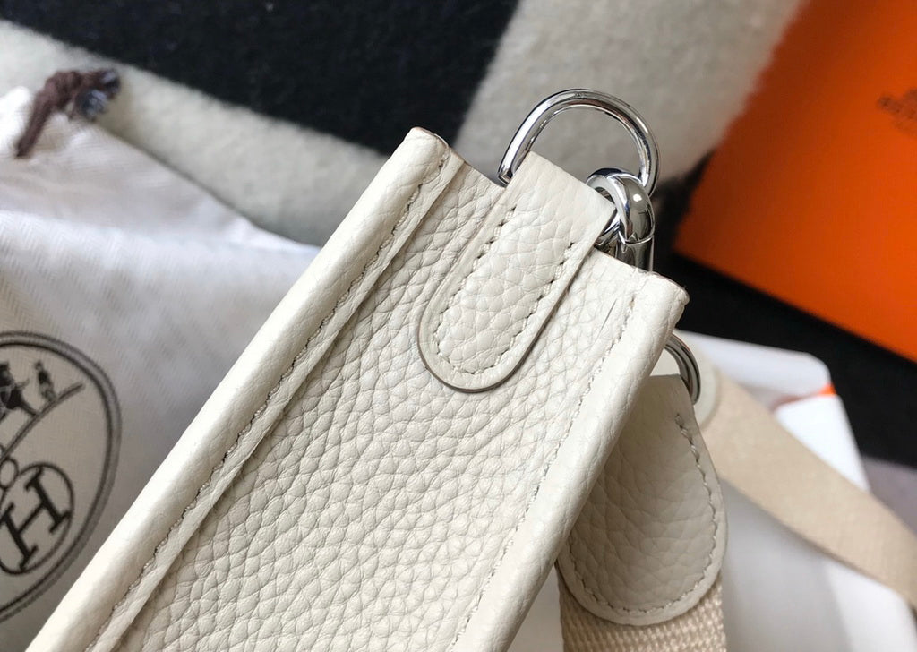 Hermès Evelyne 18 Togo Leather Shoulder Mini Bag Silver Beige
