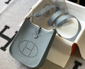 Hermès Evelyne 18 Togo Leather Shoulder Mini Bag Silver Light Blue