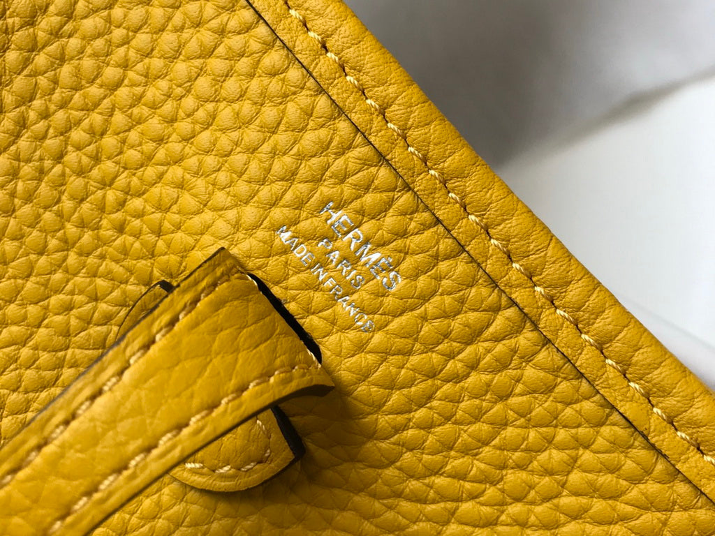 Hermès Evelyne 18 Togo Leather Shoulder Mini Bag Silver Yellow
