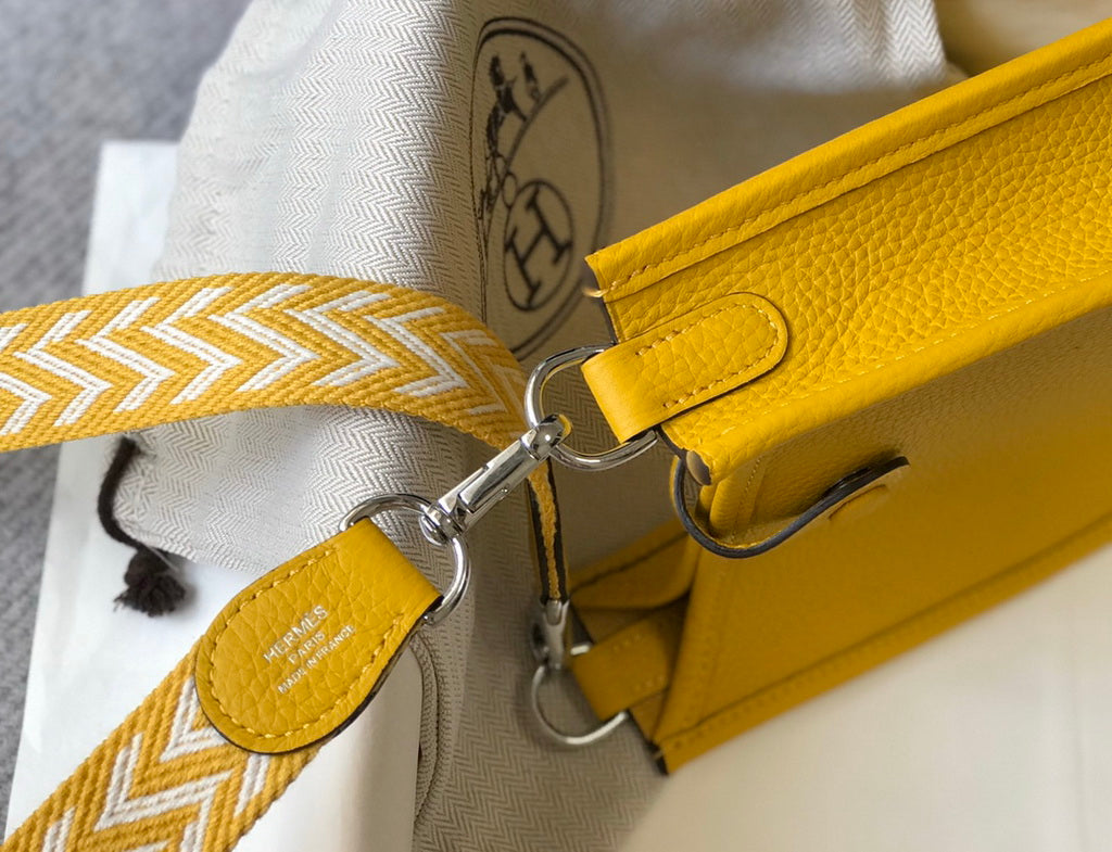 Hermès Evelyne 18 Togo Leather Shoulder Mini Bag Silver Yellow