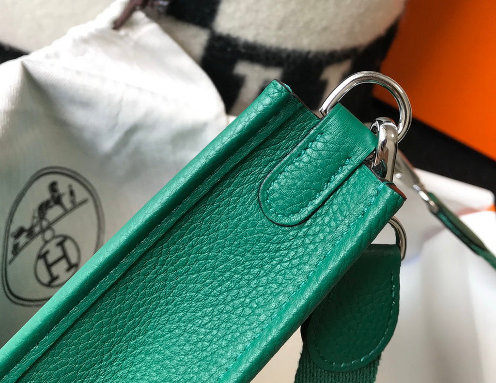 Hermès Evelyne 18 Togo Leather Shoulder Mini Bag Silver Green