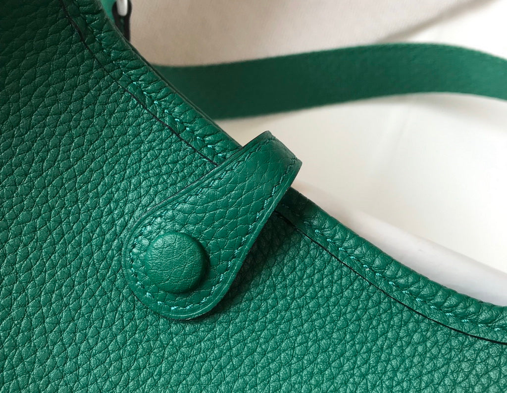 Hermès Evelyne 18 Togo Leather Shoulder Mini Bag Silver Green