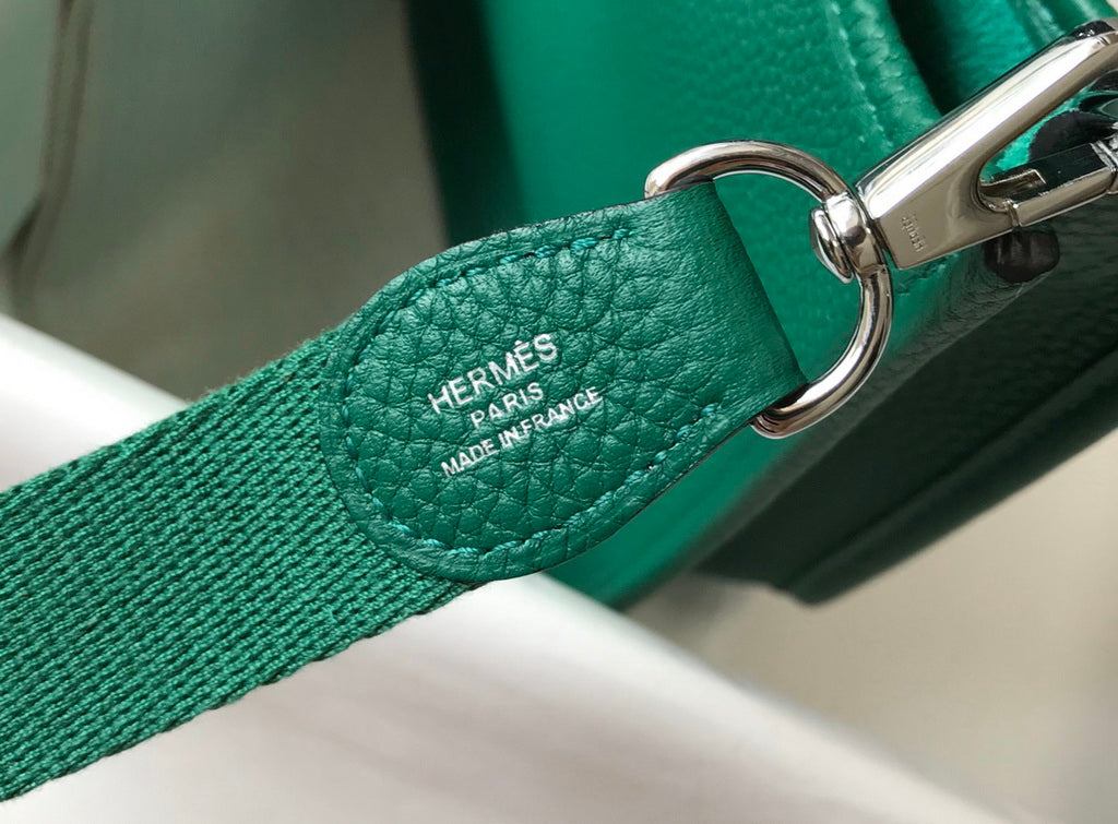 Hermès Evelyne 18 Togo Leather Shoulder Mini Bag Silver Green