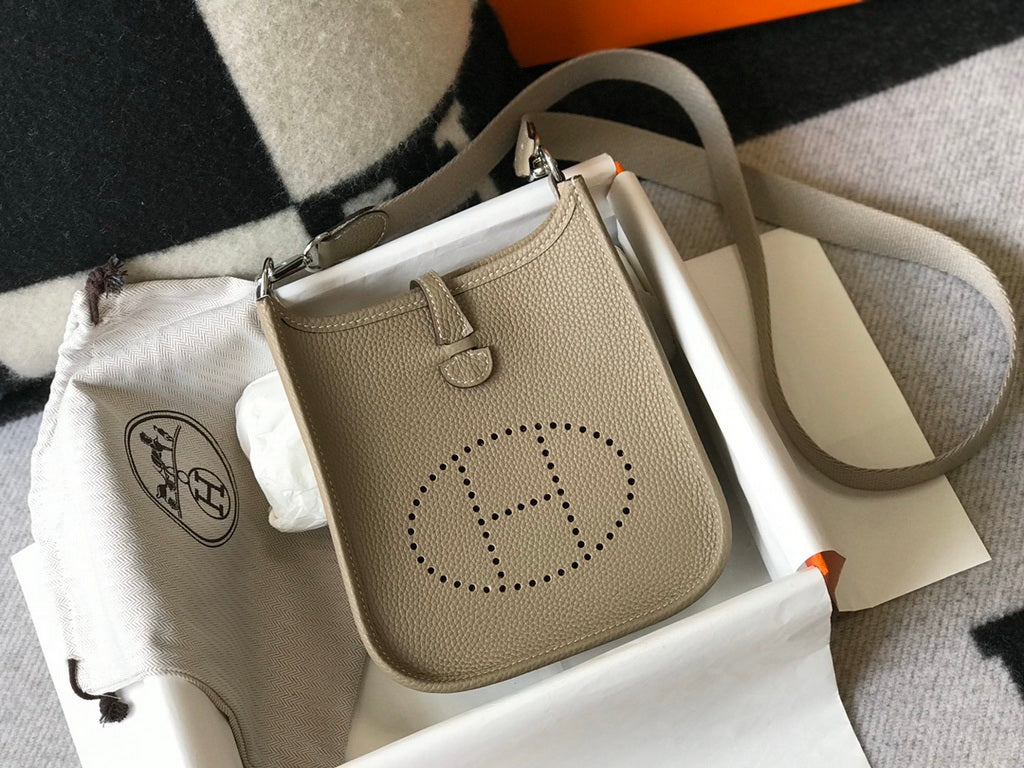 Hermès Evelyne 18 Togo Leather Shoulder Mini Bag Silver Gray