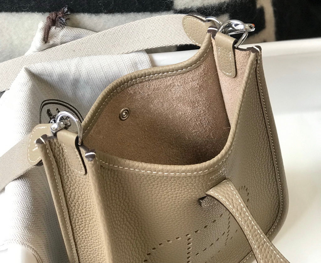 Hermès Evelyne 18 Togo Leather Shoulder Mini Bag Silver Gray