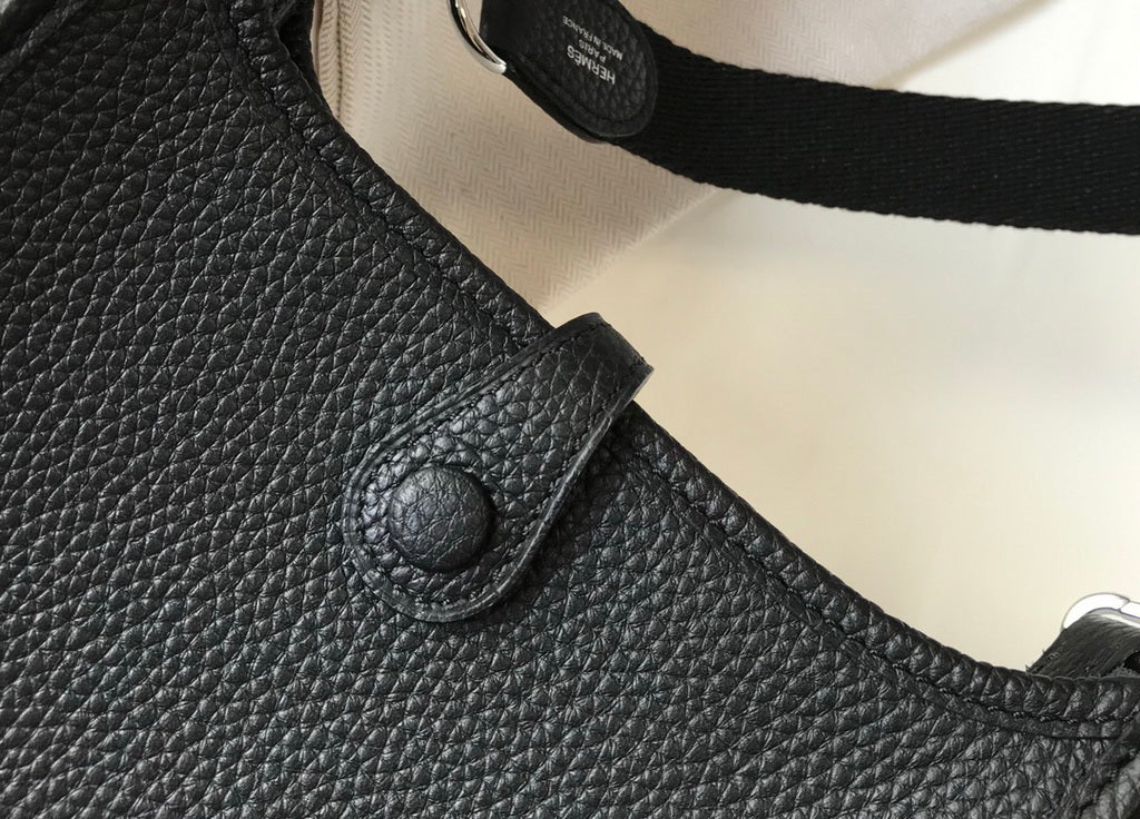 Hermès Evelyne 18 Togo Leather Shoulder Mini Bag Silver Black