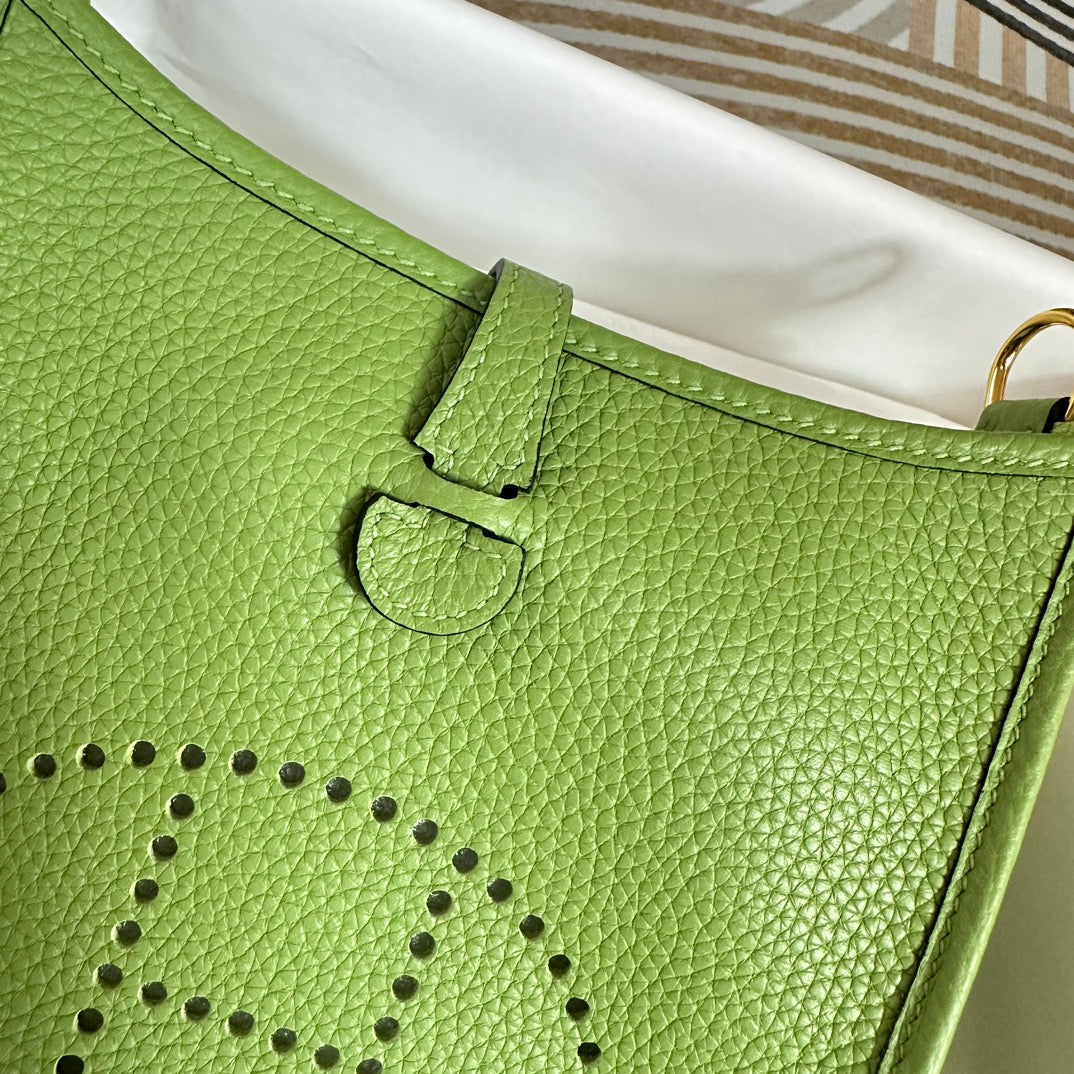 Hermes Evelyne III 17 Green Togo Leather Bag Gold H5600